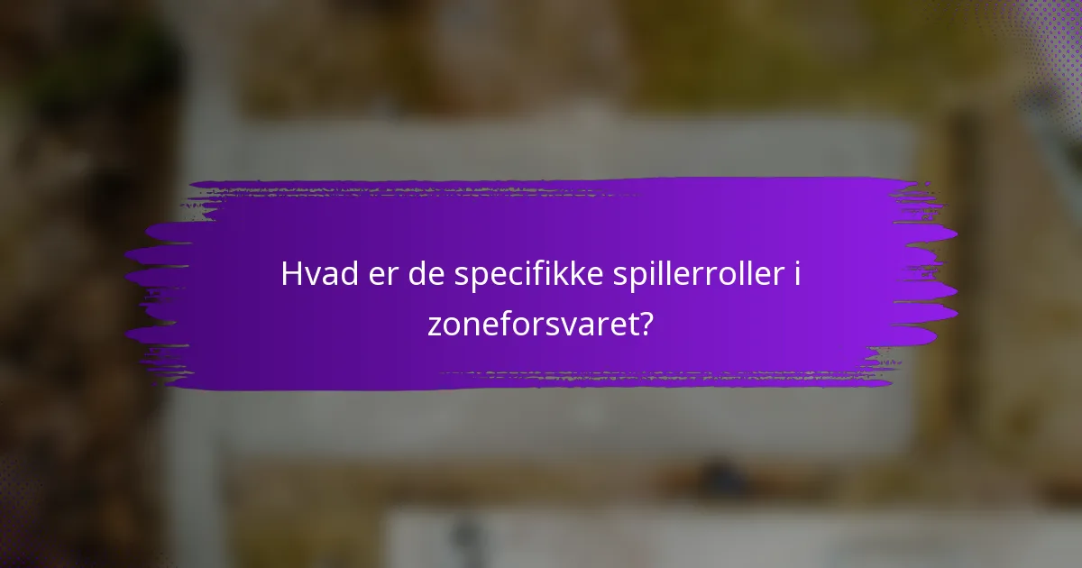 Hvad er de specifikke spillerroller i zoneforsvaret?